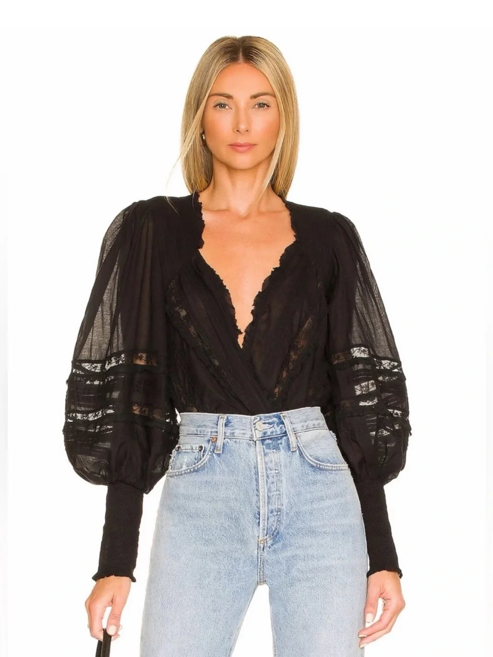 Free People Eloise Bodysuit in Black